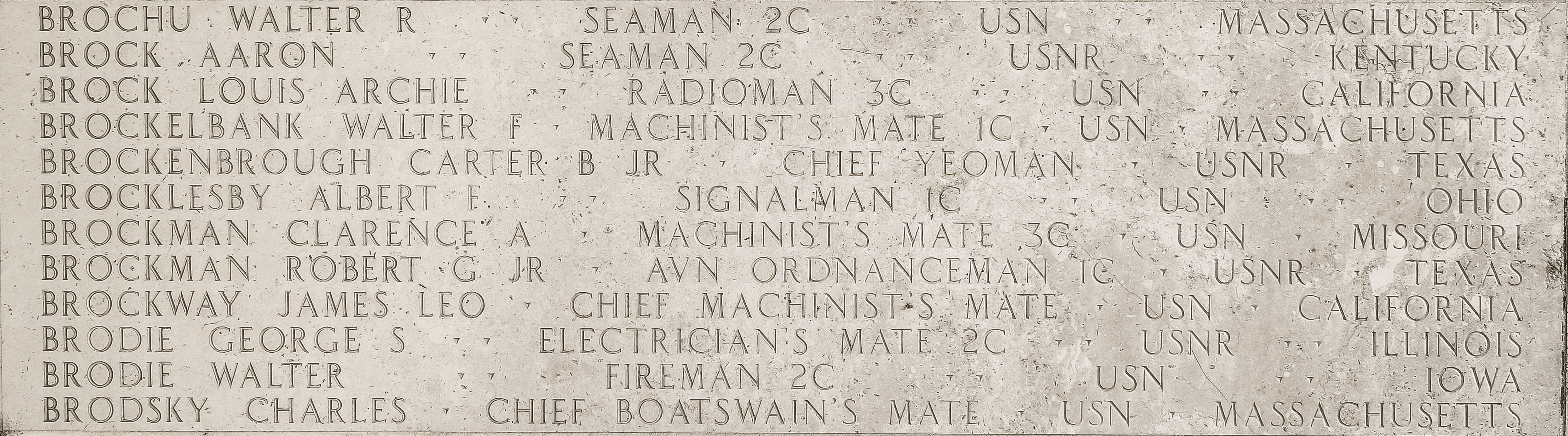 Robert G. Brockman, Aviation Ordnanceman First Class